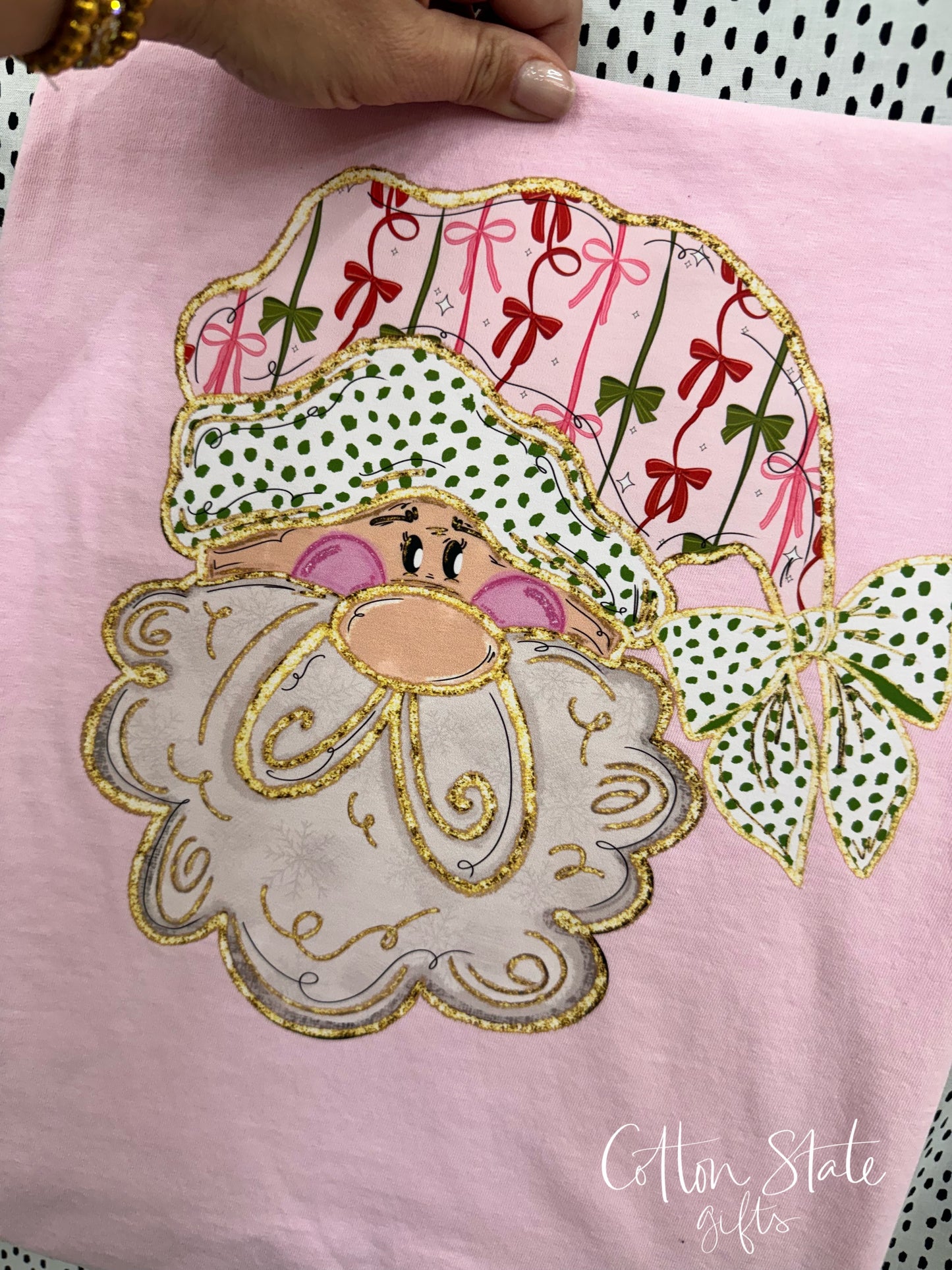 Pink Bow Santa Graphic Tee