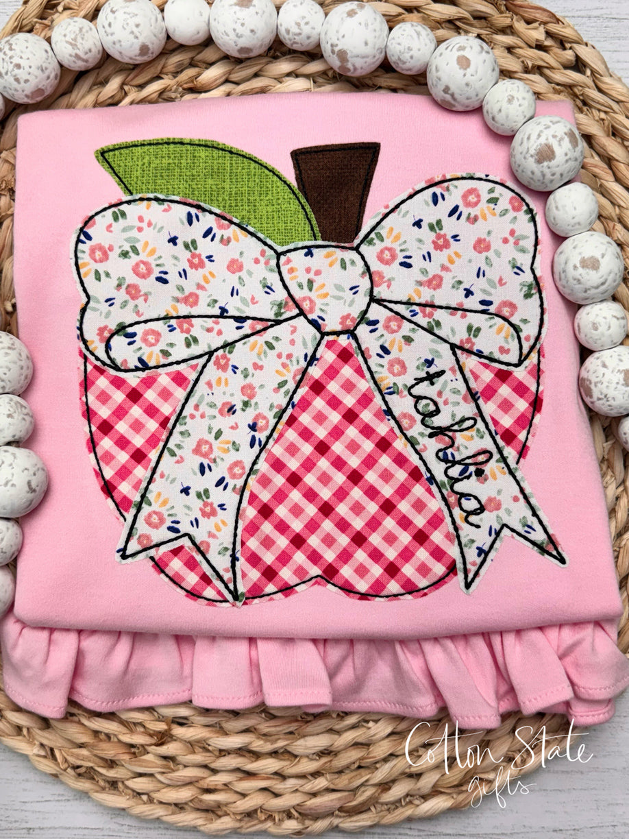 Girls Applique Apple Ruffle Tee