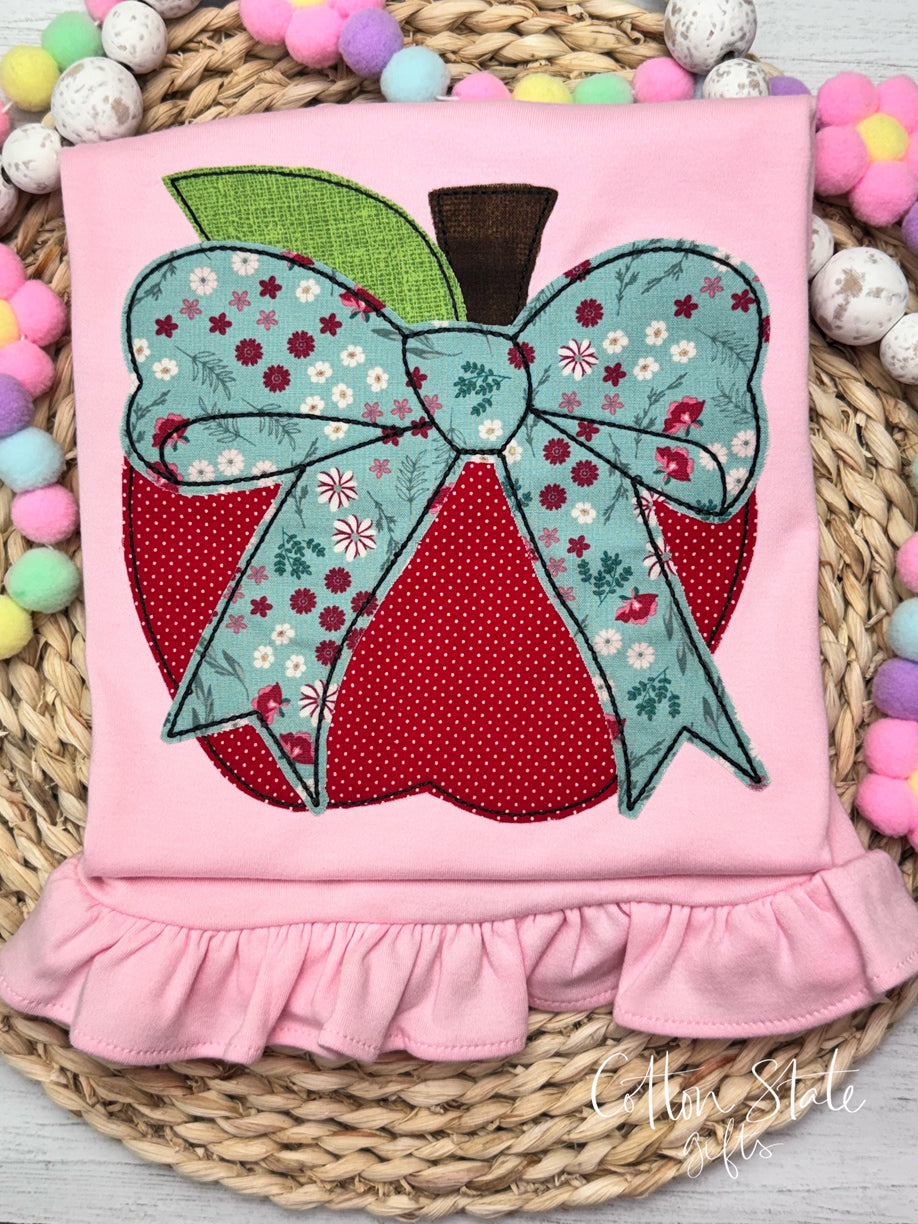 Girls Applique Apple Ruffle Tee