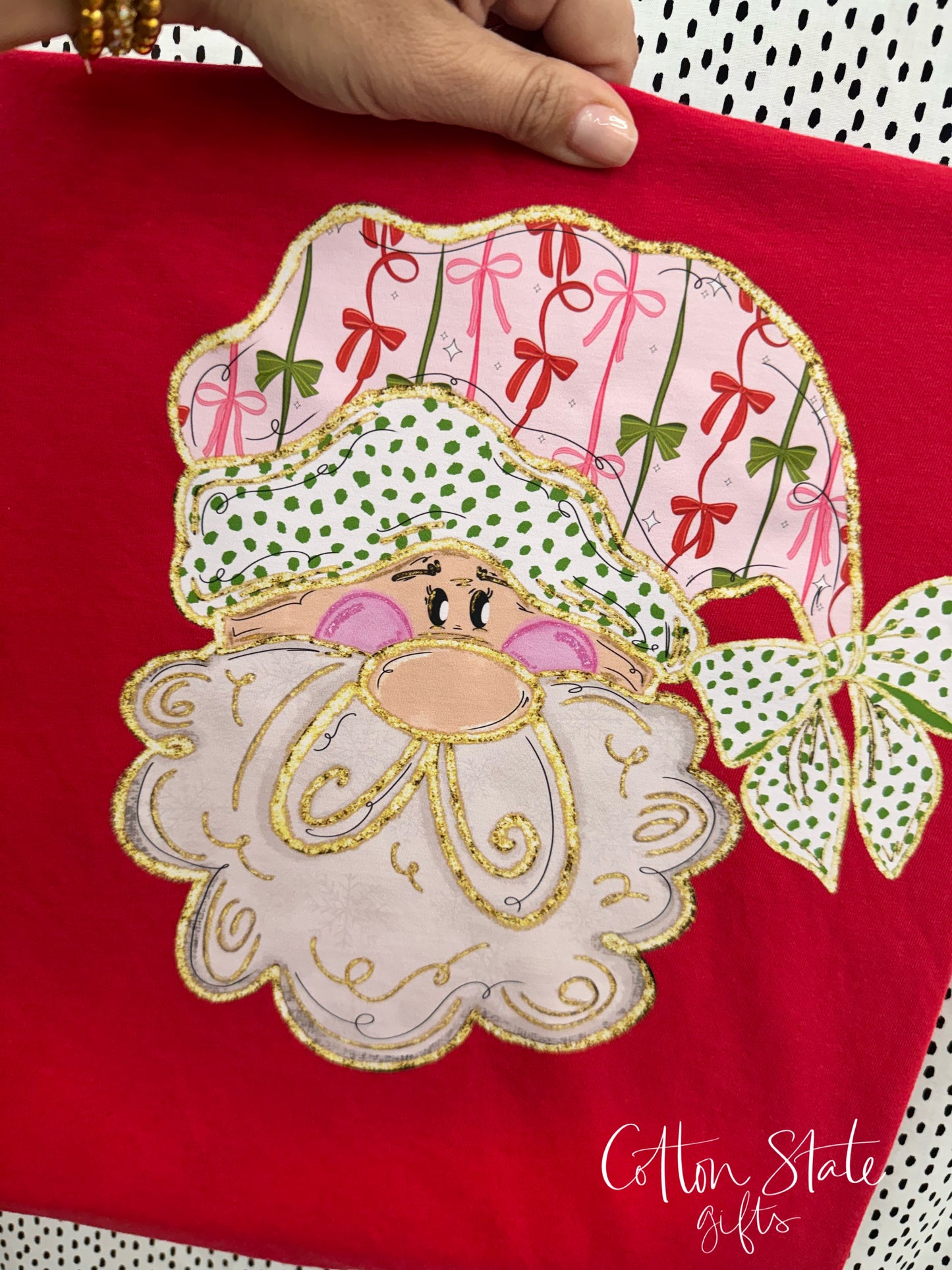 Pink Bow Santa Graphic Tee