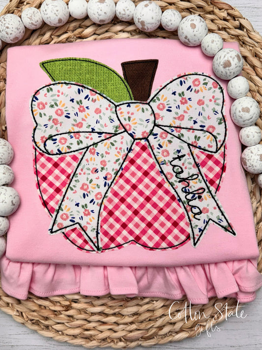 Girls Applique Apple Ruffle Tee